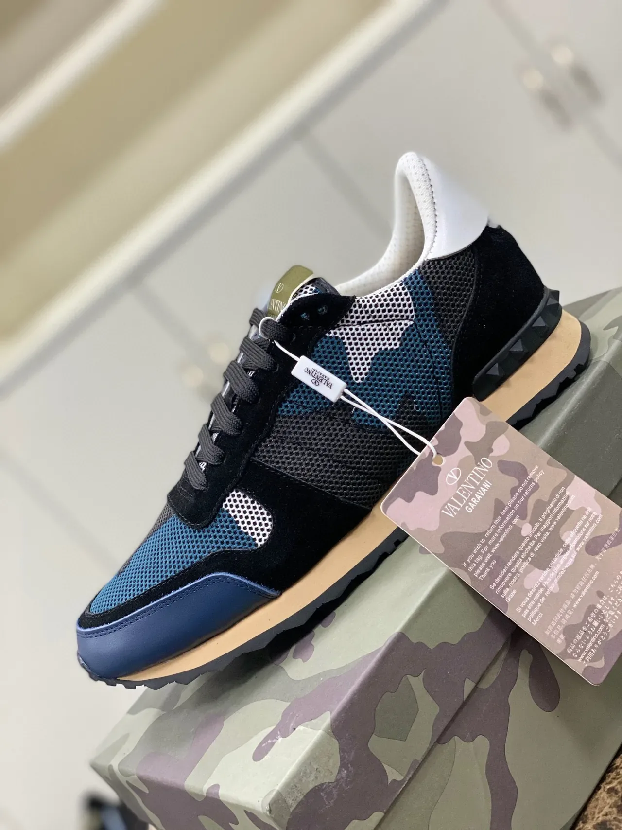 Valentino Garavani Camo Mesh and Suede Lifestyle Sneakers 5