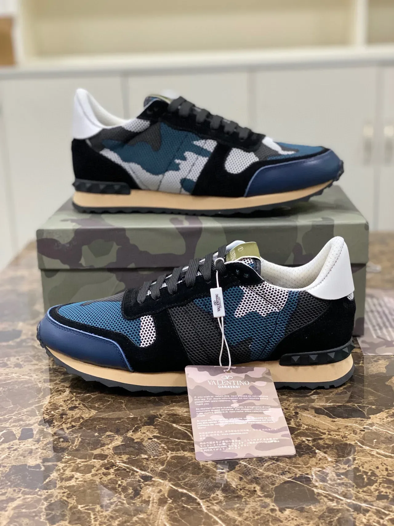 Valentino Garavani Camo Mesh and Suede Lifestyle Sneakers 6