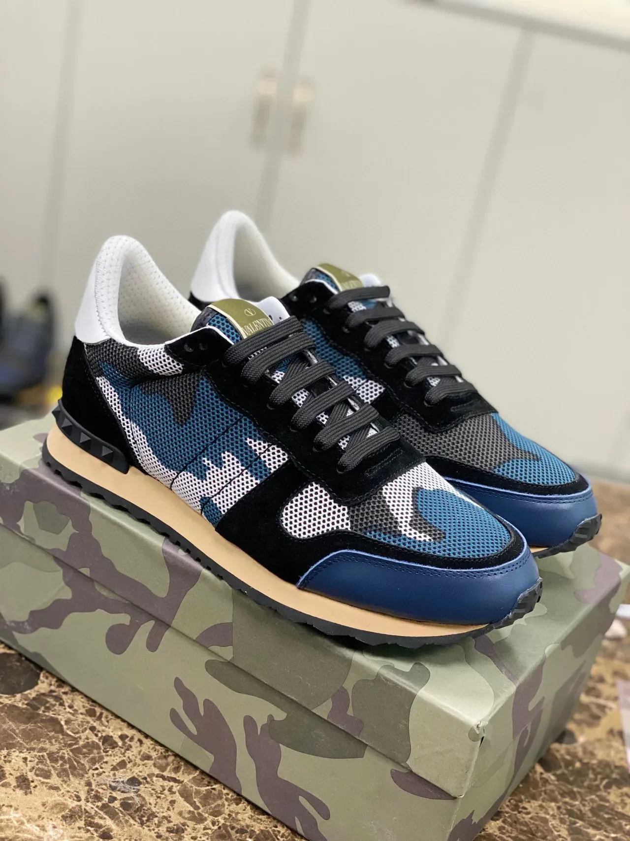 Valentino Garavani Camo Mesh and Suede Lifestyle Sneakers 9
