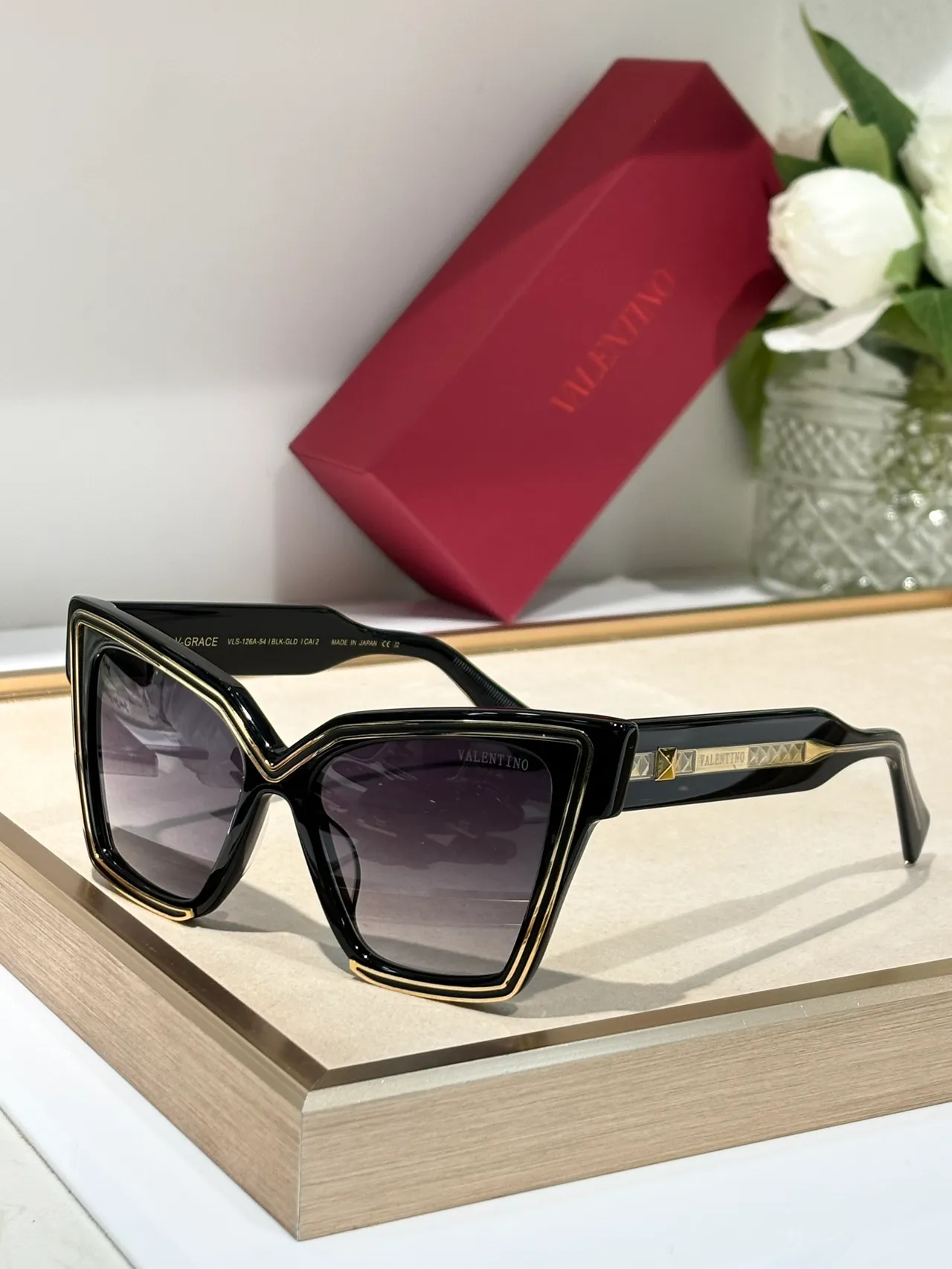 Valentino Grace Black and Silver Gradient Sunglasses 7