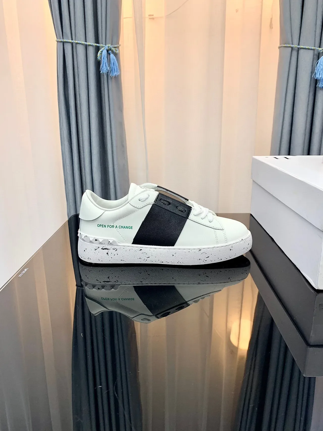 Valentino Open for a Change White Black Strap Lifestyle Sneakers 3