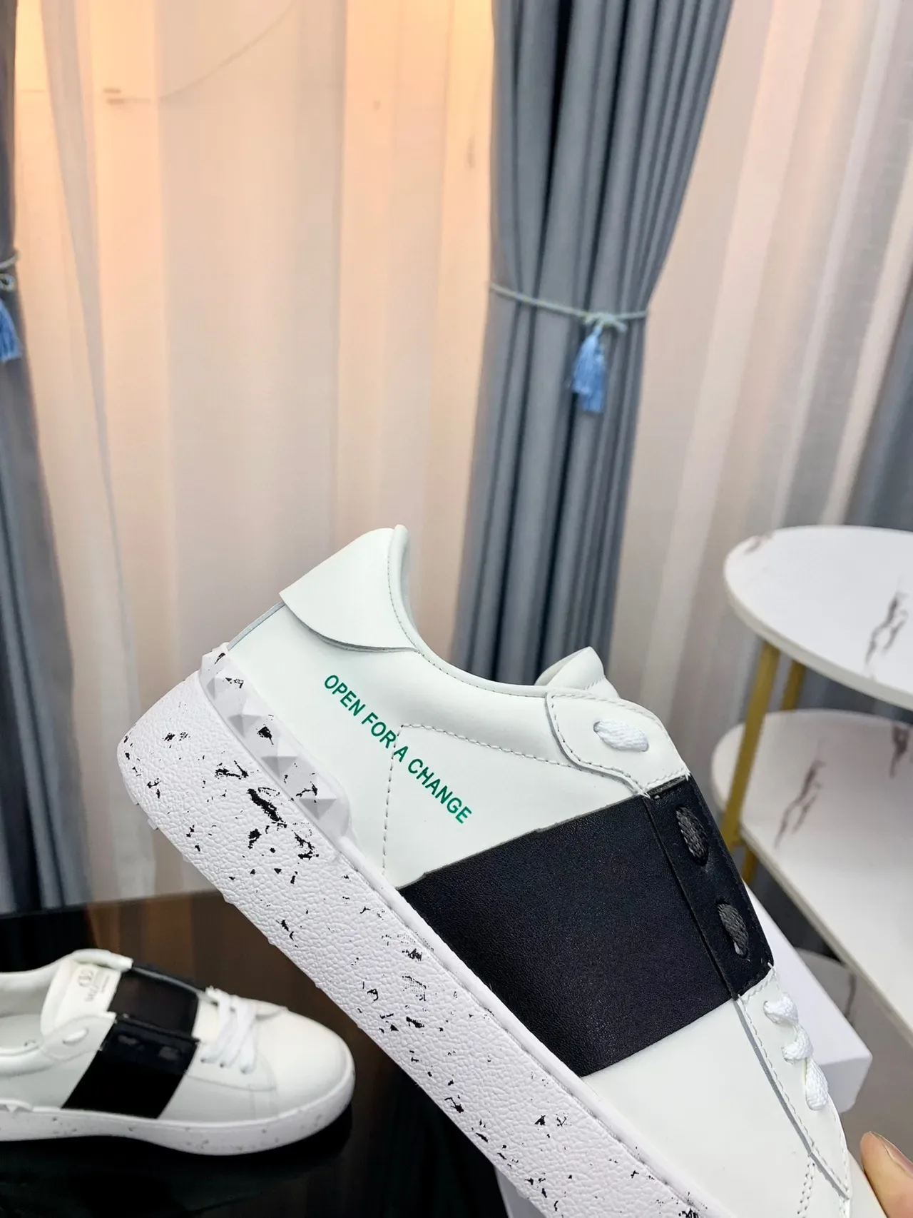 Valentino Open for a Change White Black Strap Lifestyle Sneakers 4