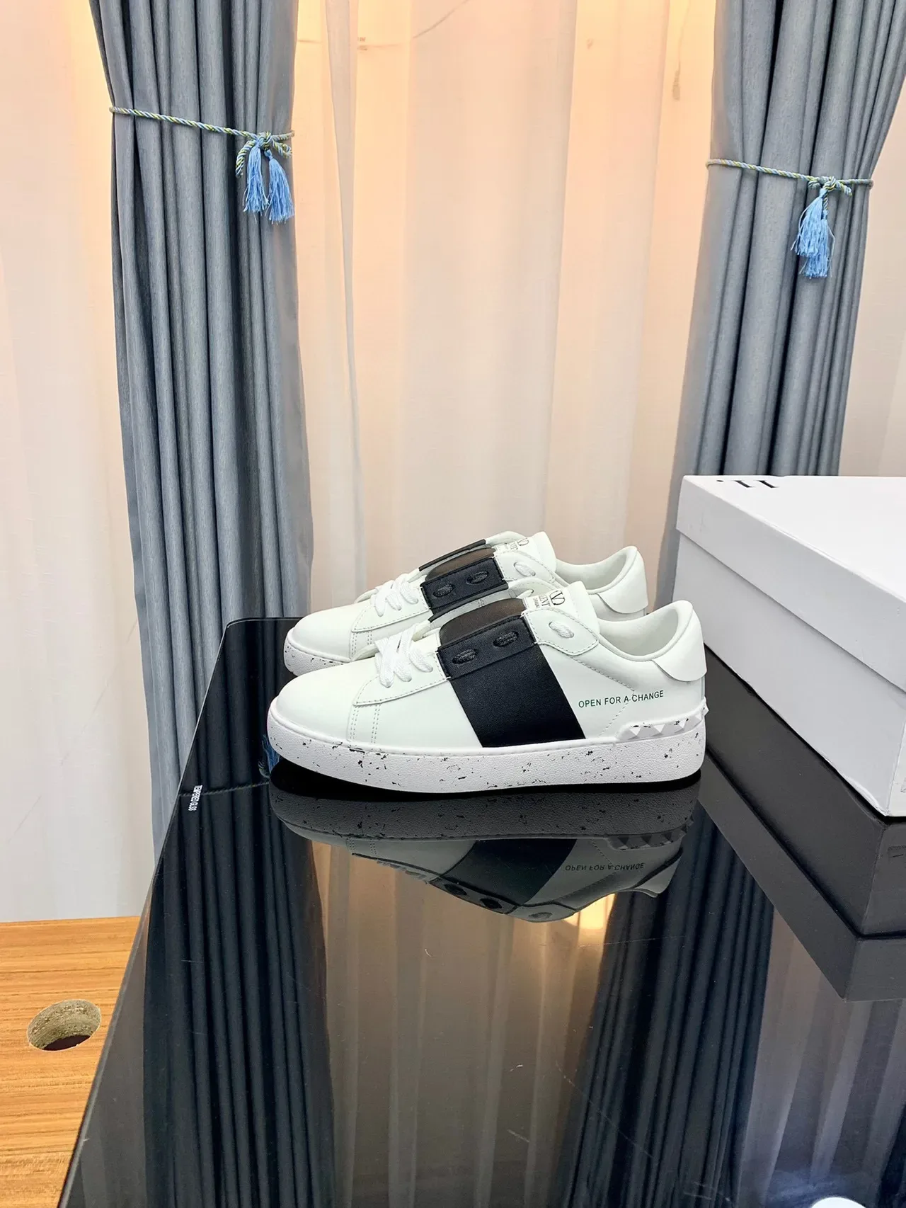 Valentino Open for a Change White Black Strap Lifestyle Sneakers 5