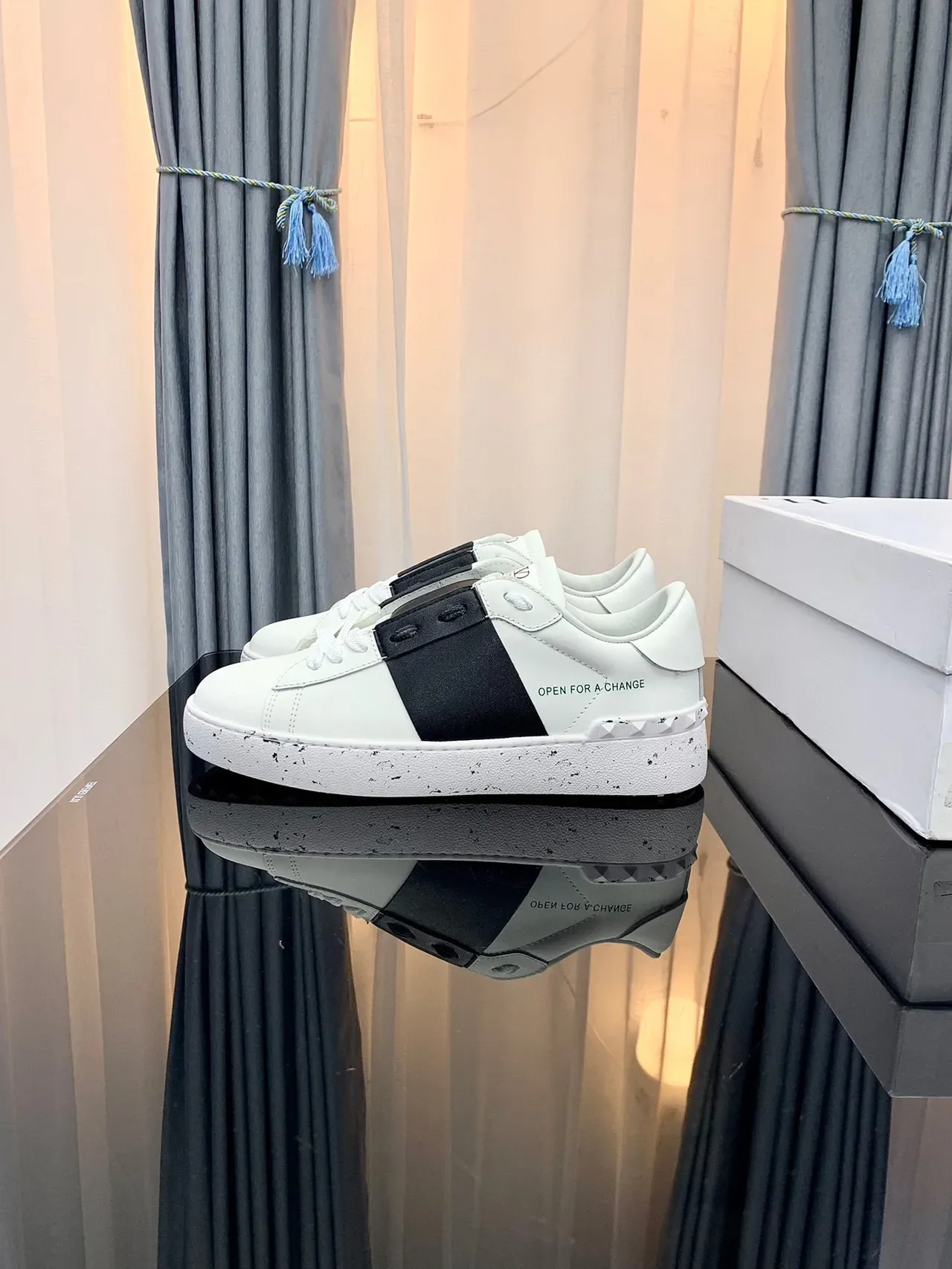 Valentino Open for a Change White Black Strap Lifestyle Sneakers 6