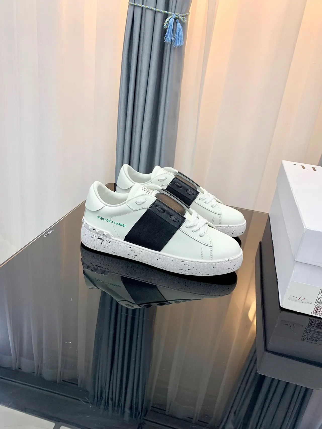 Valentino Open for a Change White Black Strap Lifestyle Sneakers 8