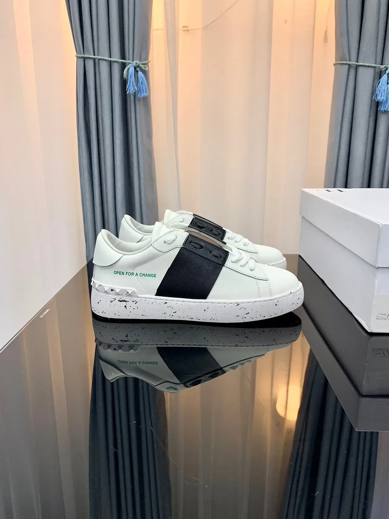Valentino Open for a Change White Black Strap Lifestyle Sneakers 9
