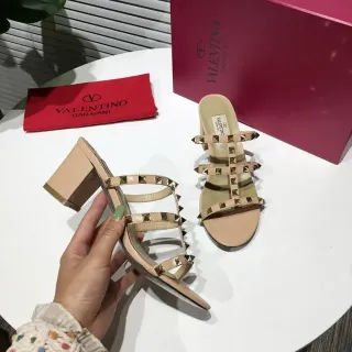 Valentino Rockstud Nude Studded Gladiator Sandals