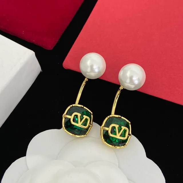 Valentino VLOGO Crystal and Pearl Stud Earrings 7