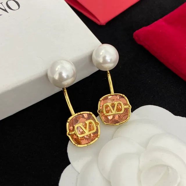 Valentino VLOGO Crystal and Pearl Stud Earrings 8