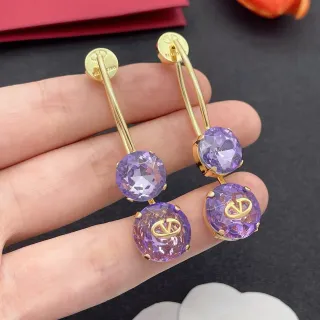 Valentino VLogo Double Crystal Purple Gold-Tone Earrings