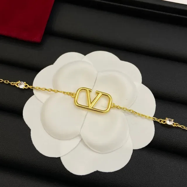 Valentino VLogo Collier Chaîne de Cristal Doré 4