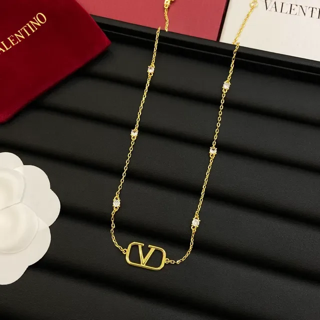 Valentino VLogo Collier Chaîne de Cristal Doré 5