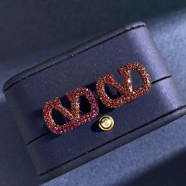 Valentino VLogo Boucles d'oreilles Métalliques Iridescentes Violette Cuivrée 2