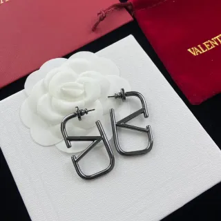 Valentino VLTN Geometric Gunmetal Stud Earrings