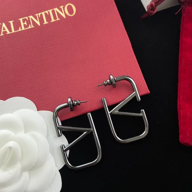 Valentino VLTN Brincos Geométricos Gunmetal Stud 2