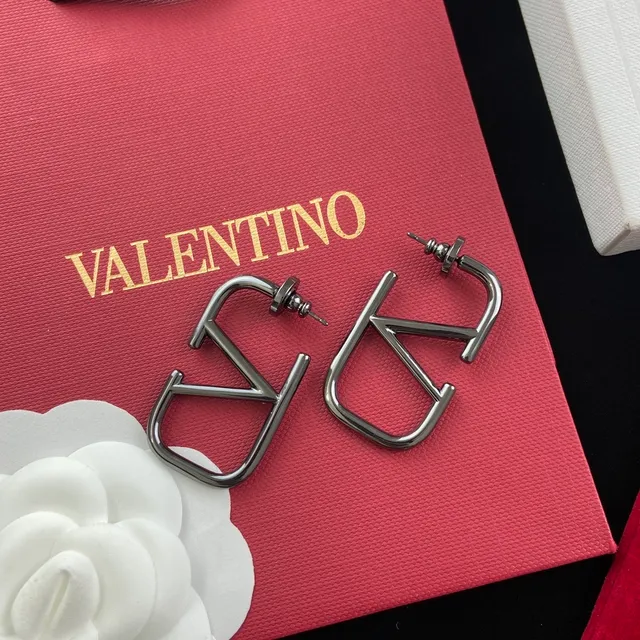 Valentino VLTN Brincos Geométricos Gunmetal Stud 3