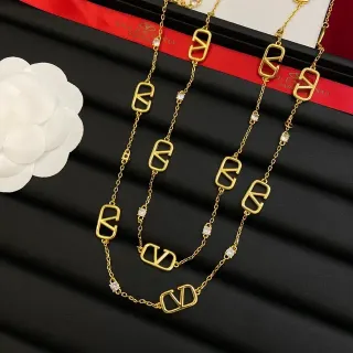 Valentino VLTN Gold-Tone Crystal Link Necklace