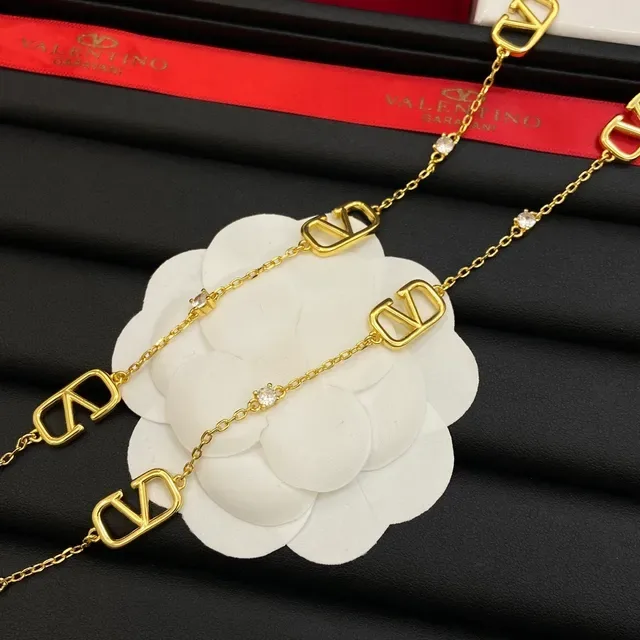 Valentino VLTN Collier à maillons de cristal doré 2