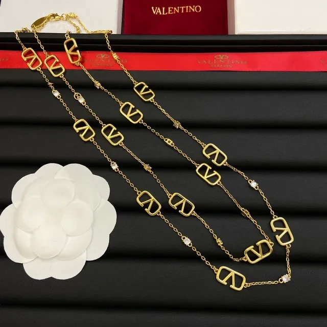 Valentino VLTN Collier à maillons de cristal doré 3