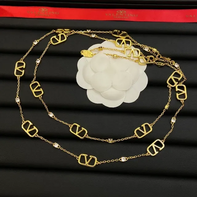 Valentino VLTN Collier à maillons de cristal doré 4