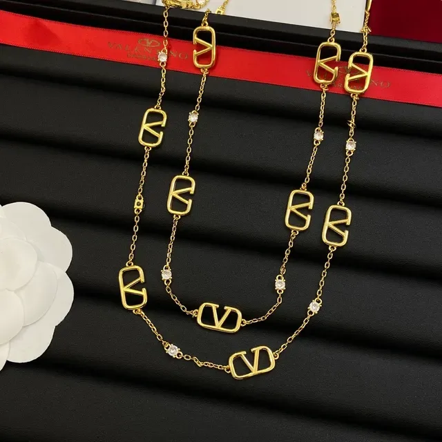 Valentino VLTN Collier à maillons de cristal doré 6