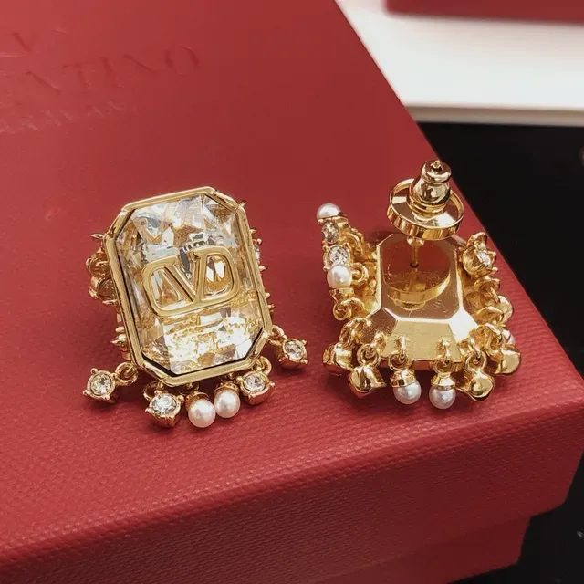 Valentino VLTN Brincos octogonais de cristal e pérola 8