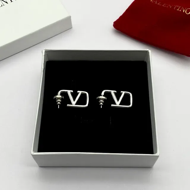 Valentino VLTN Open-Frame V Logo Stud Earrings 3