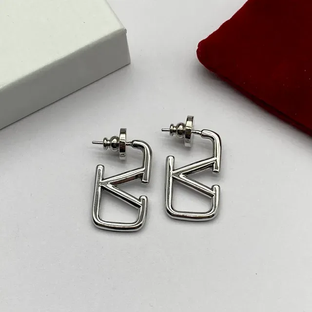 Valentino VLTN Open-Frame V Logo Stud Earrings 4