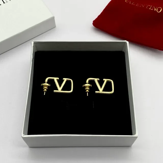 Valentino VLTN Open-Frame V Logo Stud Earrings 5