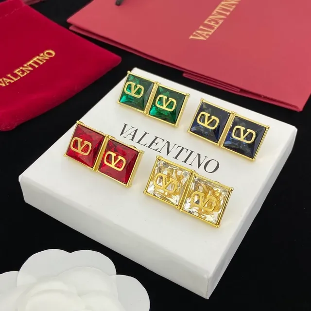 Valentino VLTN Square Double-Stone Stud Earrings 1