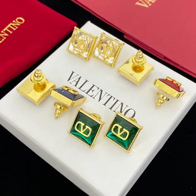 Valentino VLTN Square Double-Stone Stud Earrings 2