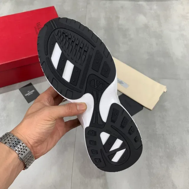 Valentino White Beige Sole Mesh And Suede Upper Chunky Sneakers 3