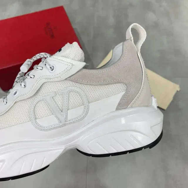 Valentino White Beige Sole Mesh And Suede Upper Chunky Sneakers 4