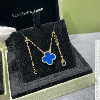 Van Cleef & Arpels Alhambra Blue Enamel Four-Leaf Clover Necklace