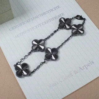 Van Cleef & Arpels Alhambra سوار أسود وفضي خمسة موتيف