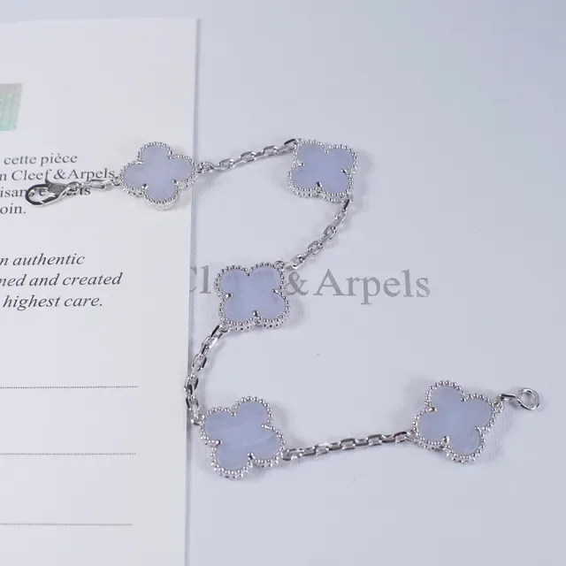 Van Cleef & Arpels Alhambra Five Motif Pale Lavender Stone Bracelet 6