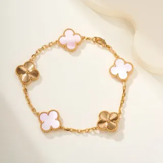 Van Cleef & Arpels Alhambra Five Motif Mère-de-perle Rose et Or Bracelet