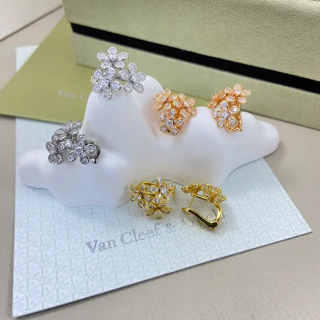 Van Cleef & Arpels Alhambra Flower Pavé Earrings 2