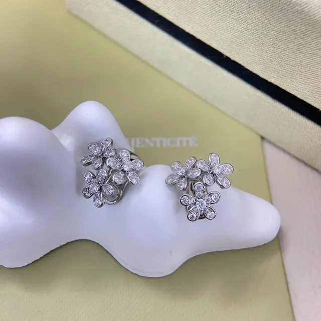 Van Cleef & Arpels Alhambra Flower Pavé Earrings 4