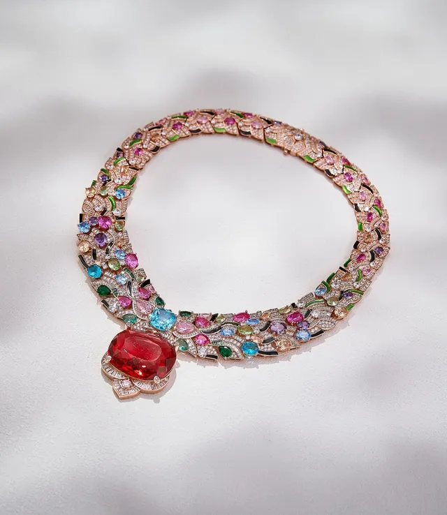 Van Cleef & Arpels Multicolor Gold Floral Motif Multi-Gemstone Necklace 1