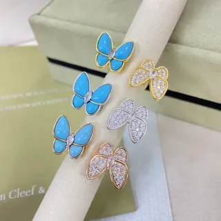 Van Cleef & Arpels Papillon Butterfly إيناميل وخواتم الماس باڤيه