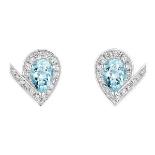 Van Cleef & Arpels Perlée বীজ আকৃতির অ্যাকুয়ামেরিন এবং হীরার কানের দুল