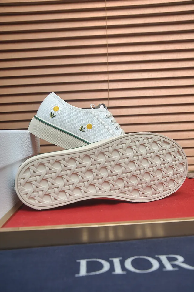 Vans Era সাদা সবুজ ক্যানভাস উপর এমব্রয়ডার্ড ডেইজি স্কেটবোর্ড জুতো 3