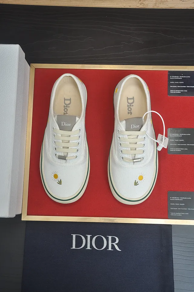 Vans Era সাদা সবুজ ক্যানভাস উপর এমব্রয়ডার্ড ডেইজি স্কেটবোর্ড জুতো 5