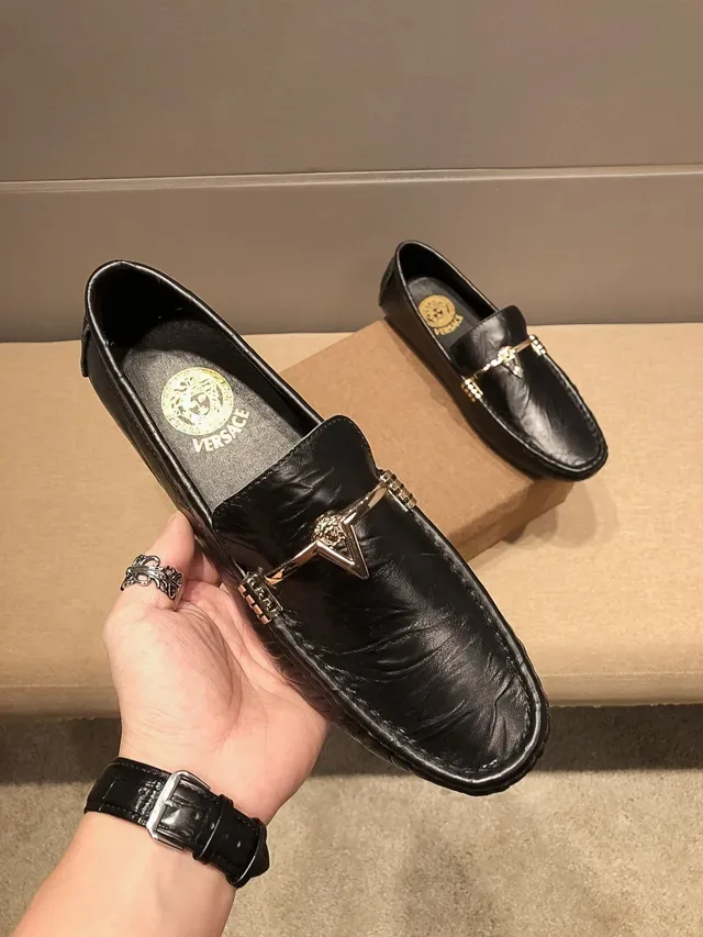 Versace Loafer Cuir Noir Doré Boucle Medusa-Bit 5
