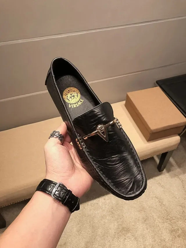 Versace Loafer Cuir Noir Doré Boucle Medusa-Bit 9