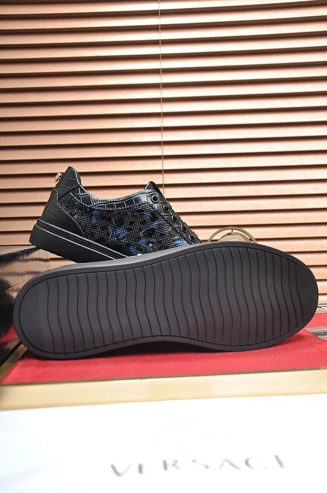 Versace Chain Reaction Chaussures Lifestyle Noir et Bleu Floral Médusa 4