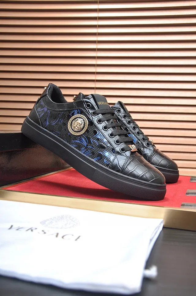 Versace Chain Reaction Chaussures Lifestyle Noir et Bleu Floral Médusa 8