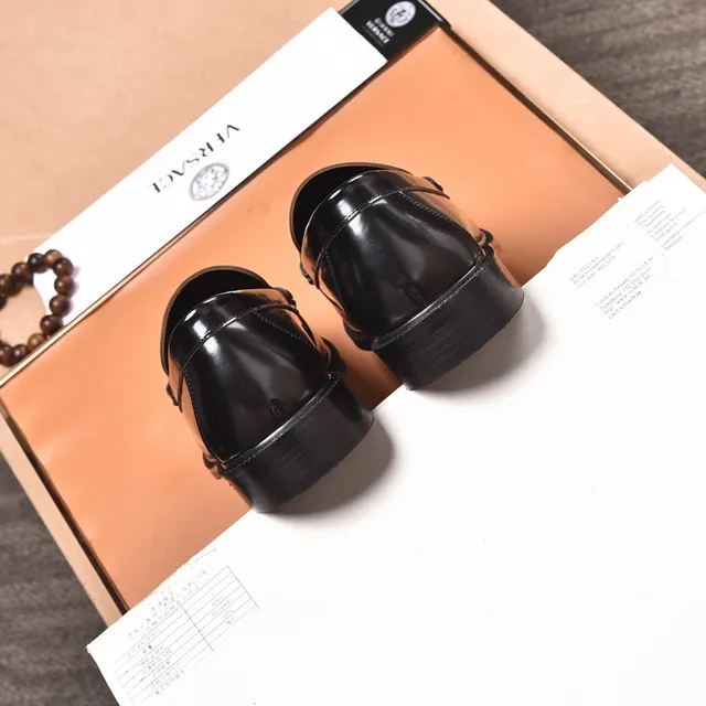 Versace Chain Reaction Black Leather Horsebit Loafers 2
