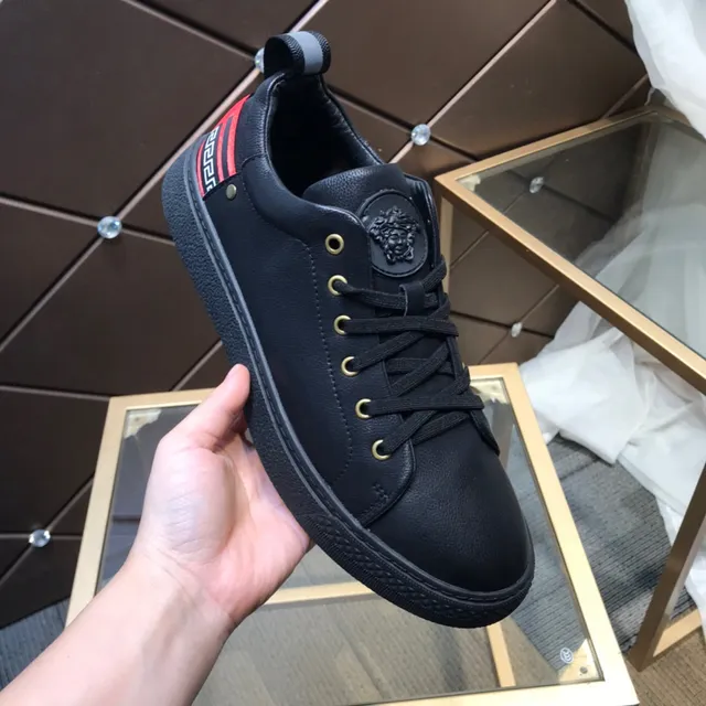Versace Chain Reaction Black Leather Lifestyle Sneakers 3